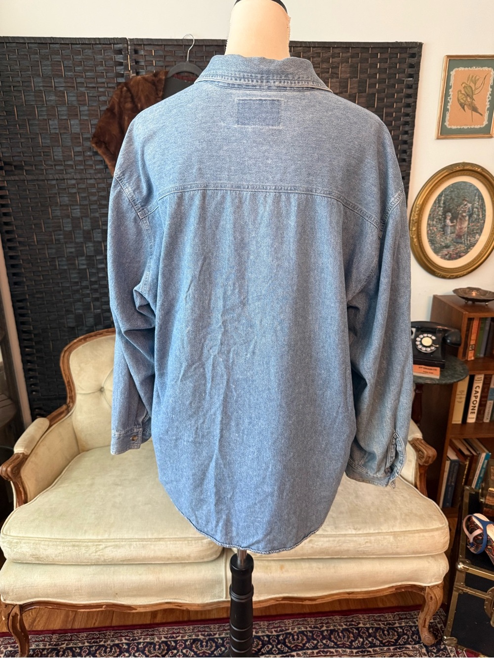 🌈🦁 Vintage Carolina Colours Noah’s Ark Embroidered Denim Shirt XL - Picture 6 of 12